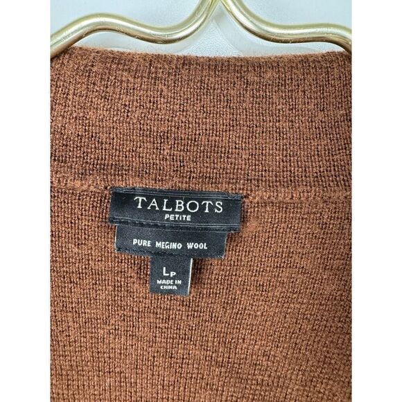 Talbots Sz Petite Large Merino Wool blazer jacket buttons knit blazer work Brown - Picture 3 of 6